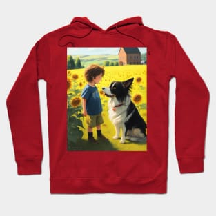 child hanging out with a dog. Hoodie